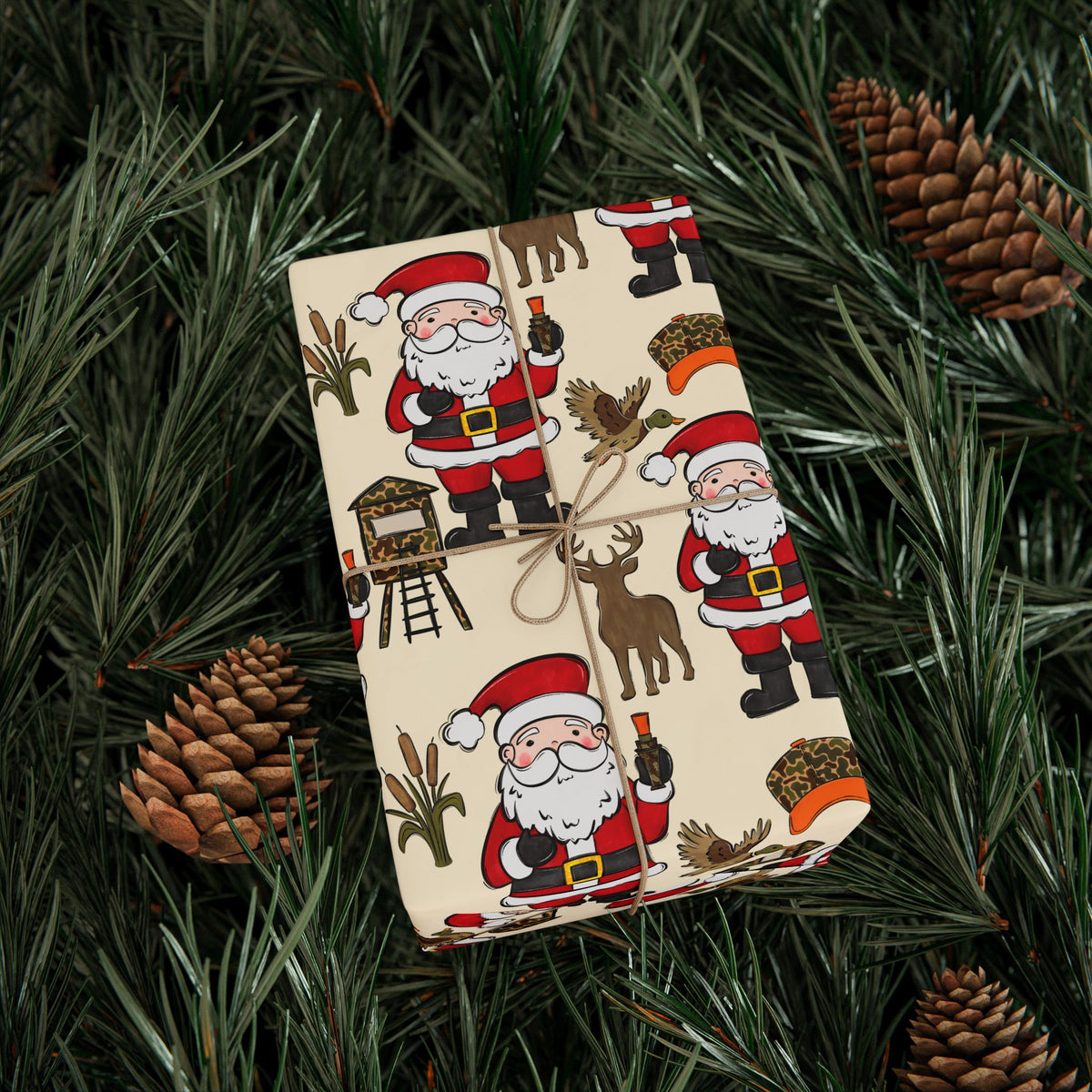 Santa Hunting Christmas Wrapping Paper