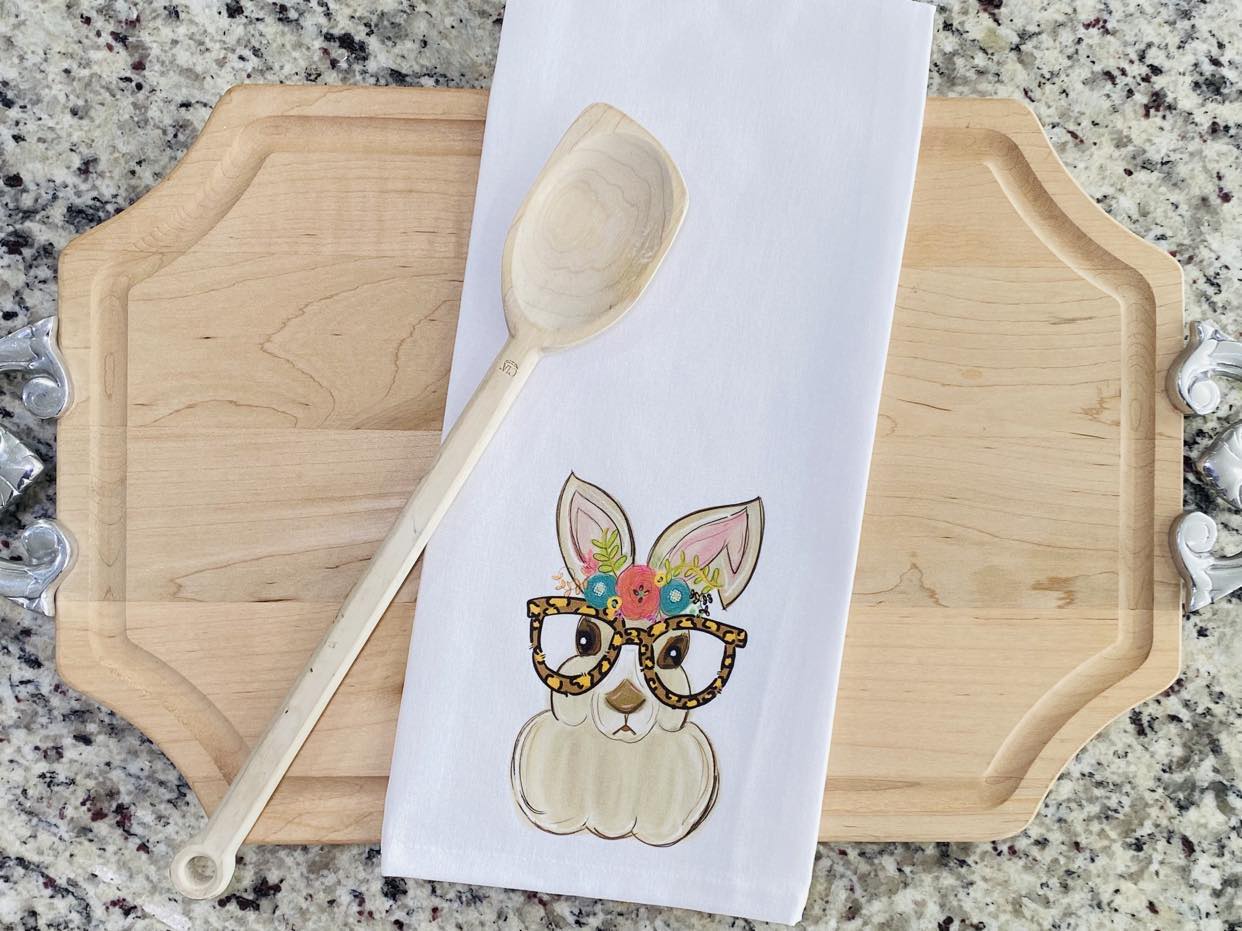 Bunny Wearing Glasses Kitchen Towel