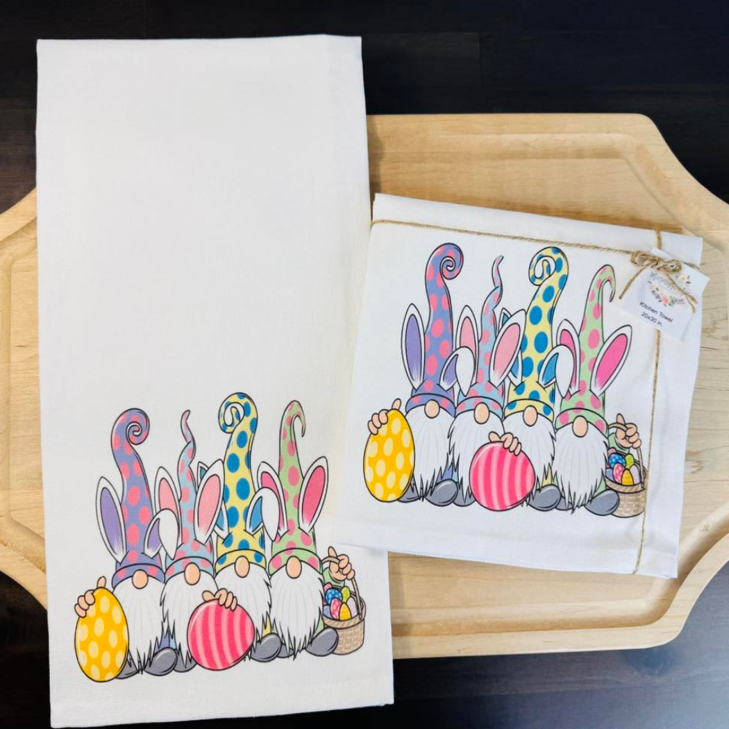 Easter Bunny Gnome Kitchen Towel