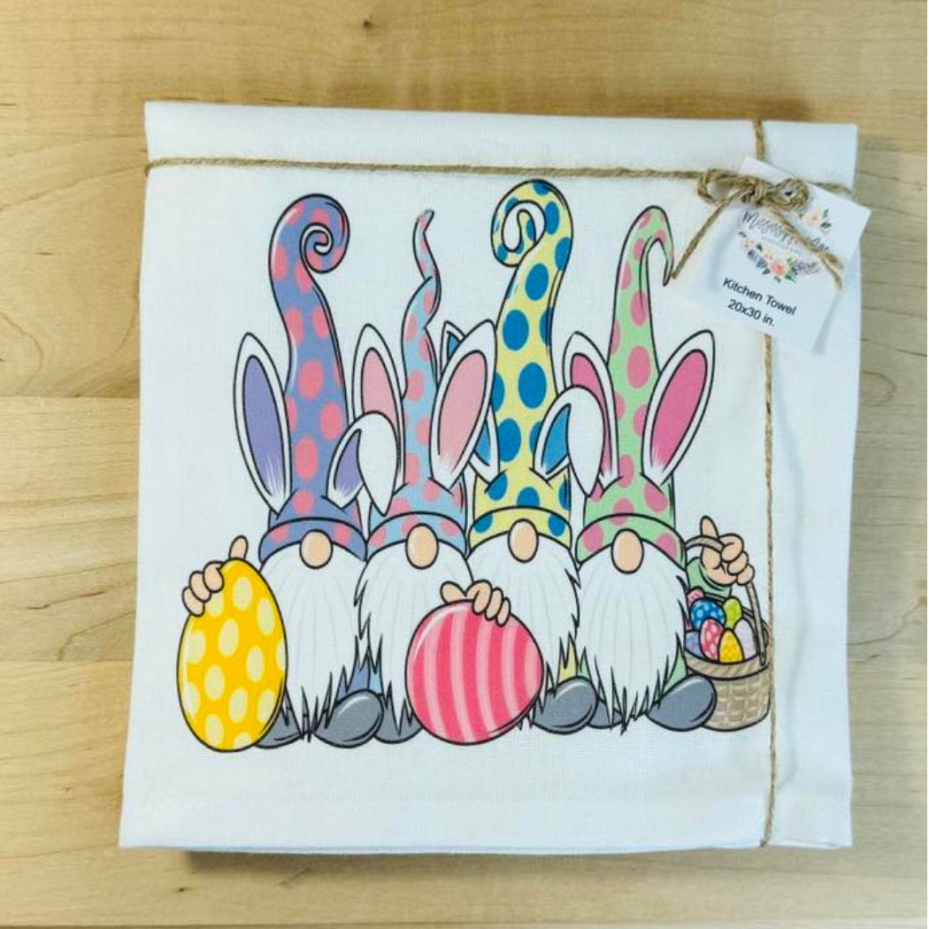 Easter Bunny Gnome Kitchen Towel