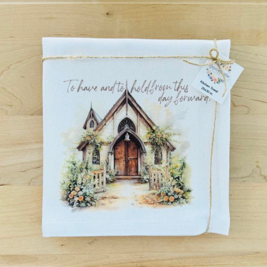 Rustic Church Wedding Kitchen Towel