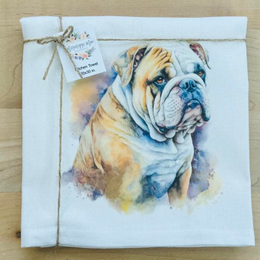 English Bulldog Kitchen Towel