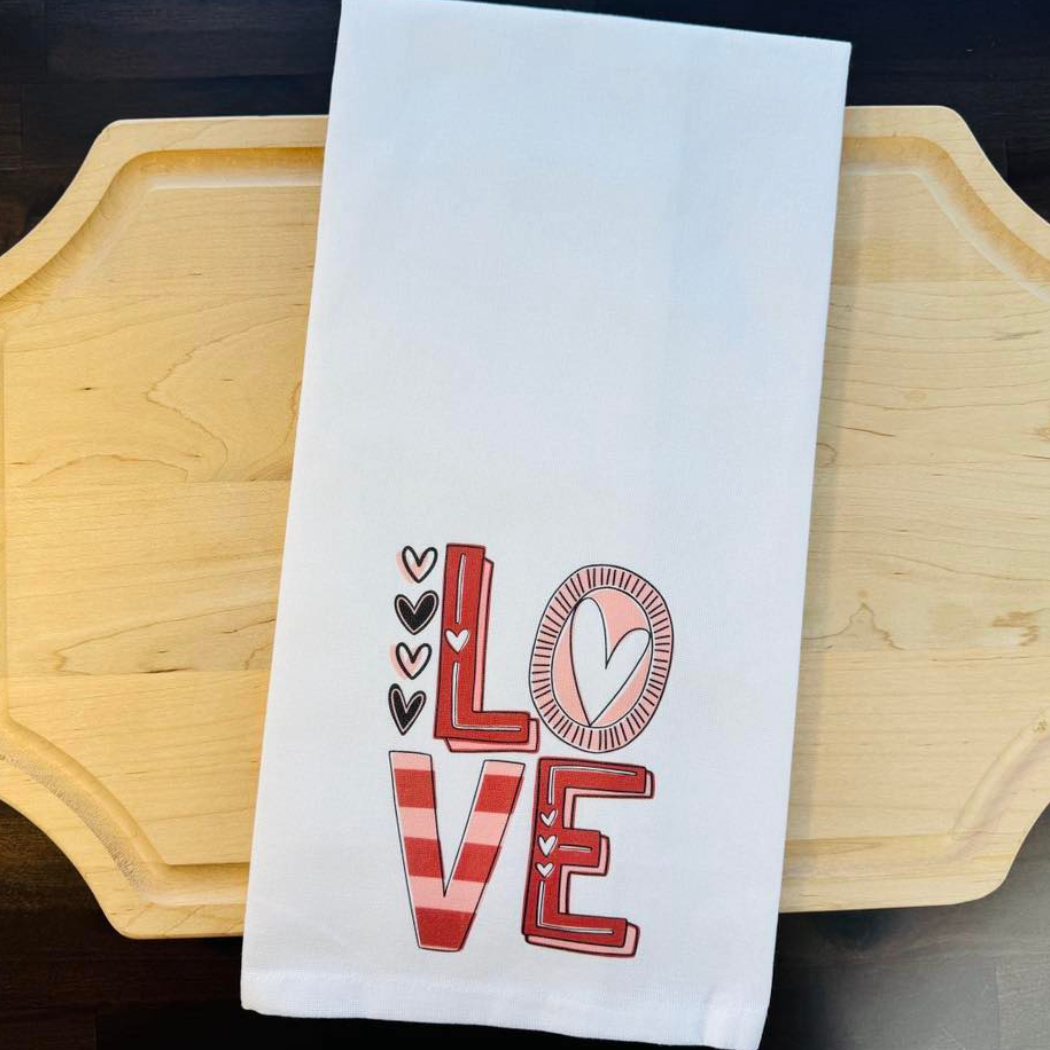 Love Striped Kitchen Towel
