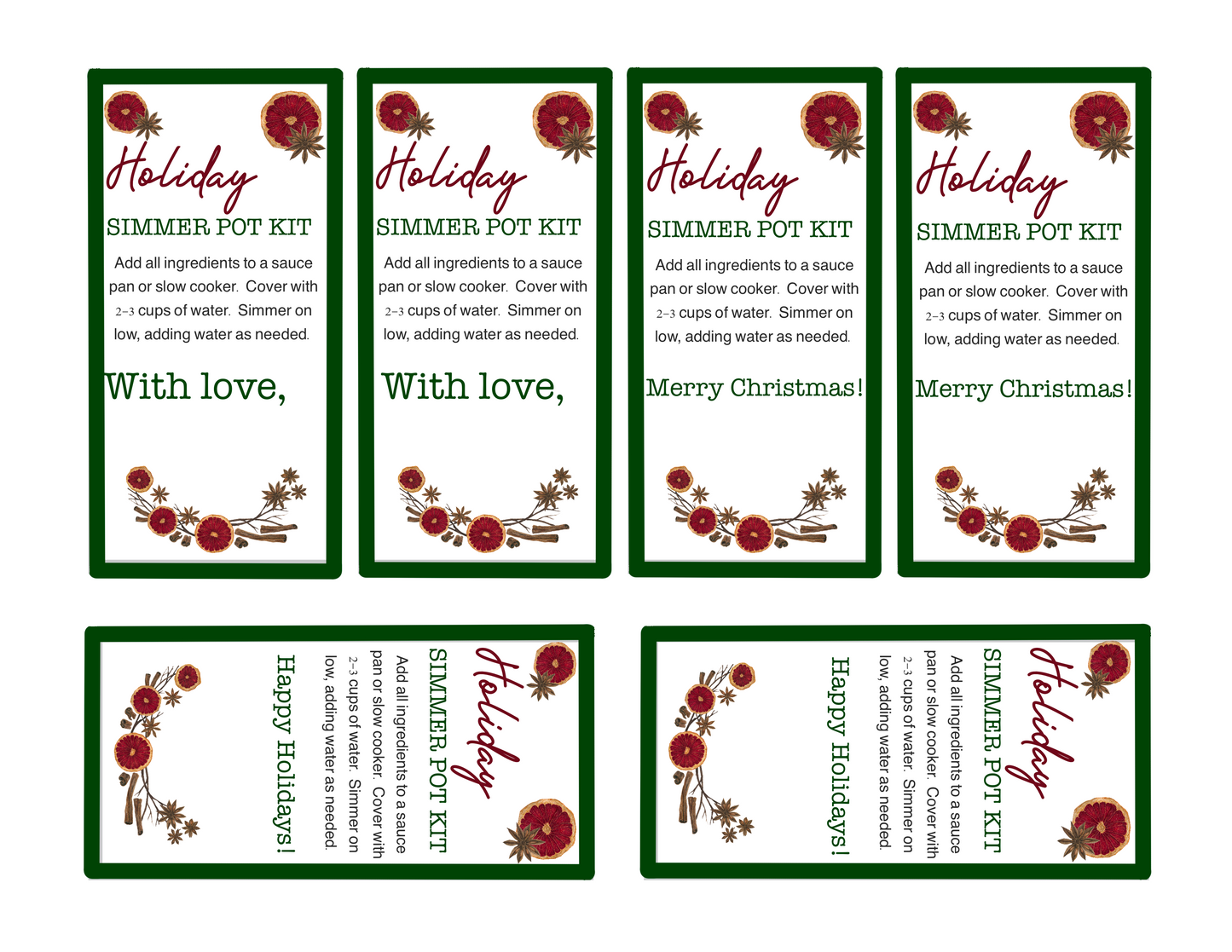 Holiday Simmer Pot Printable Gift Tags (Digital Download)