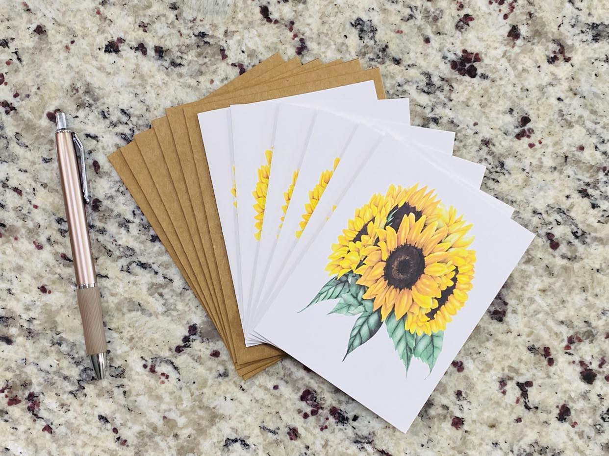 Sunflower Note Cards (Set of 12)