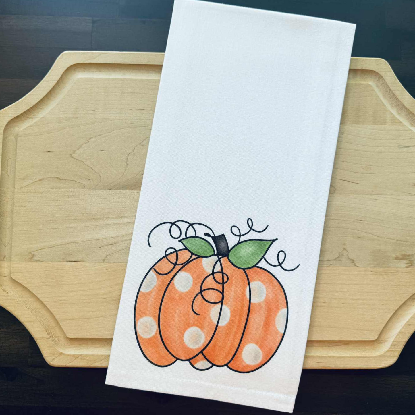 Polka Dot Pumpkin Kitchen Towel