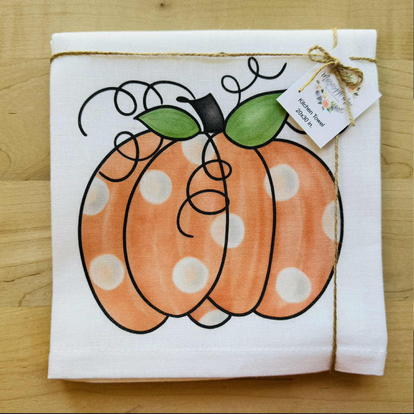 Polka Dot Pumpkin Kitchen Towel