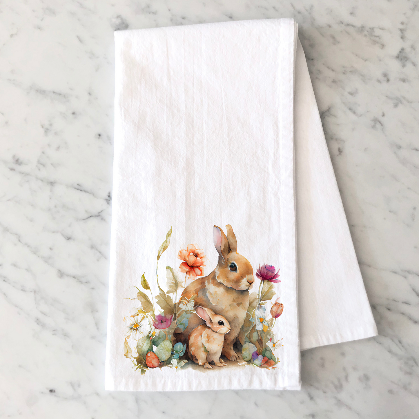 Floral Bunnies Kitchen Towel