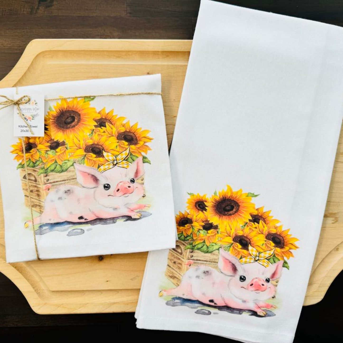 Sunflower Pig Kitchen Towel