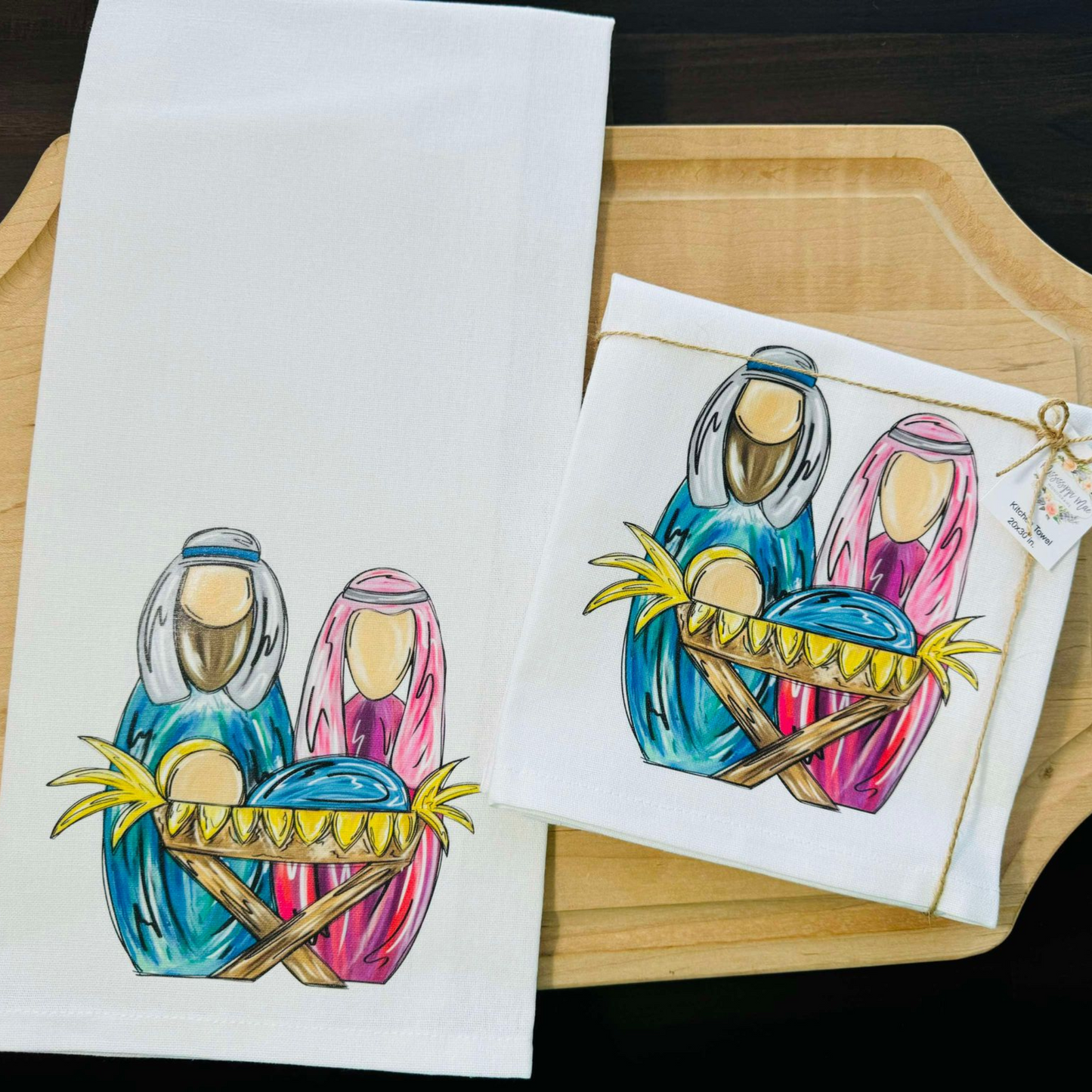 Colorful Nativity Kitchen Towel