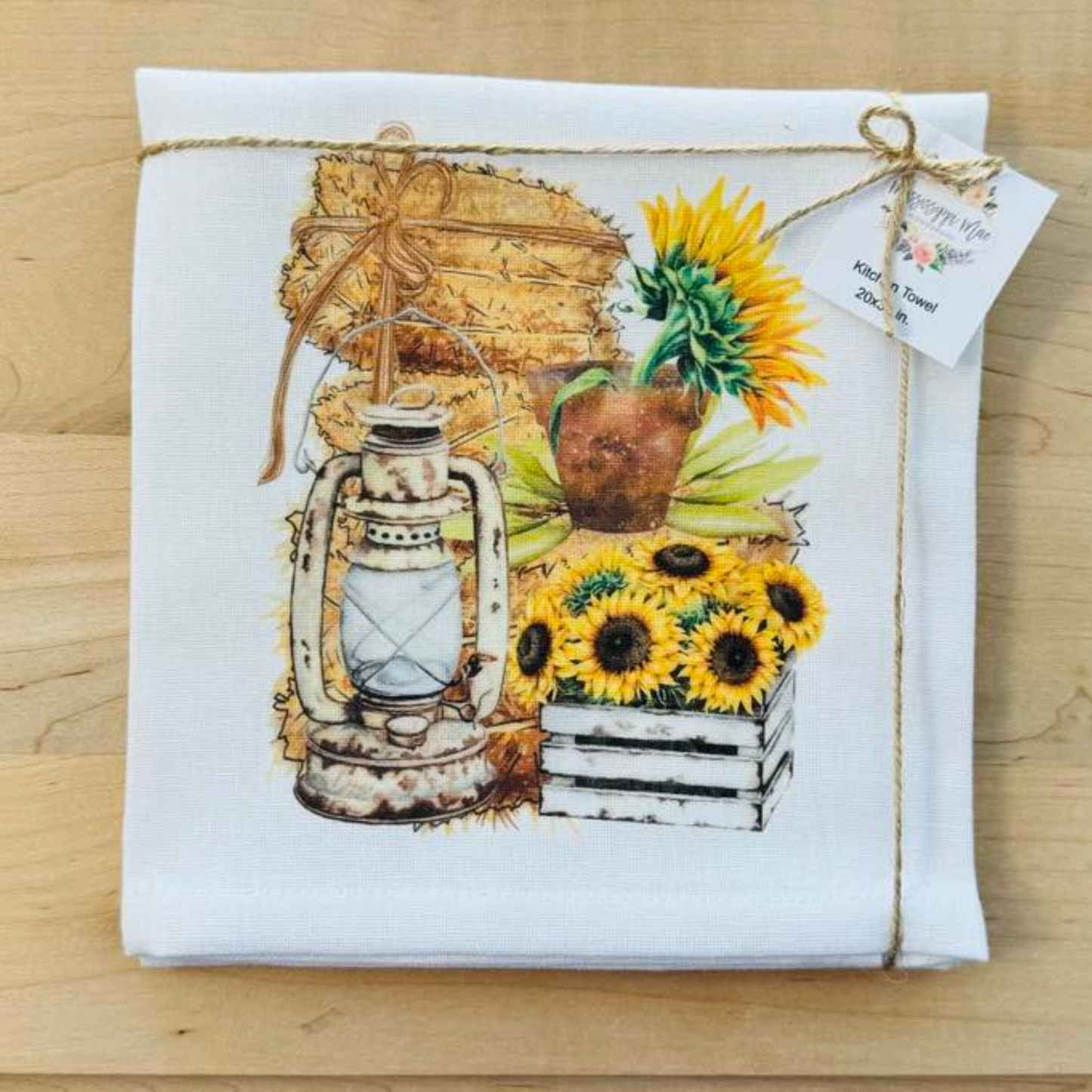 Sunflowers and Haybales Towel