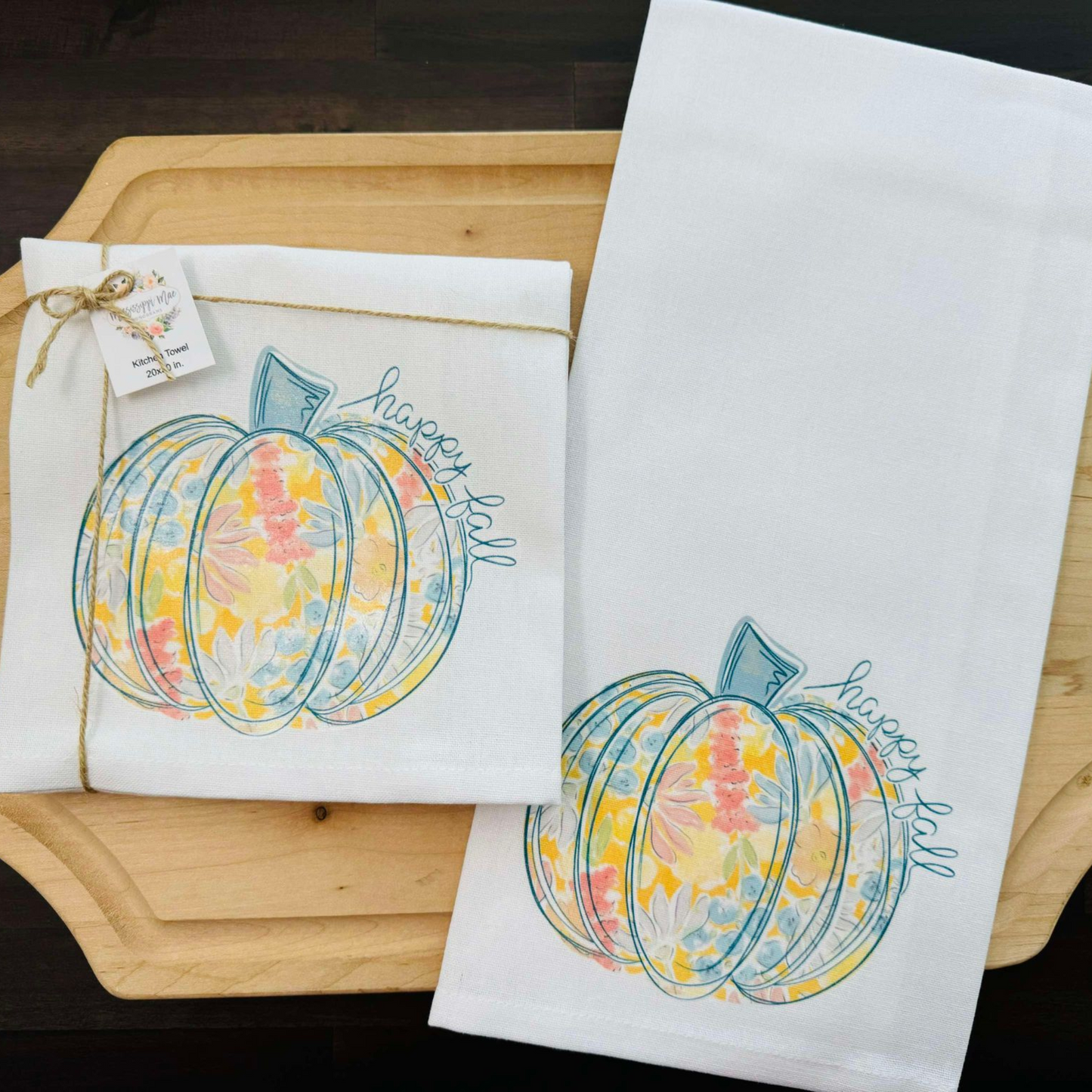 Floral Pumpkin Kitchen Towel