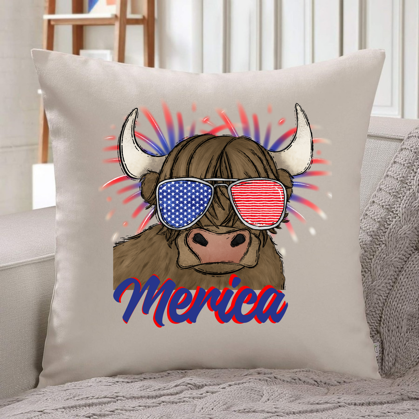 Patriotic Highland Cow