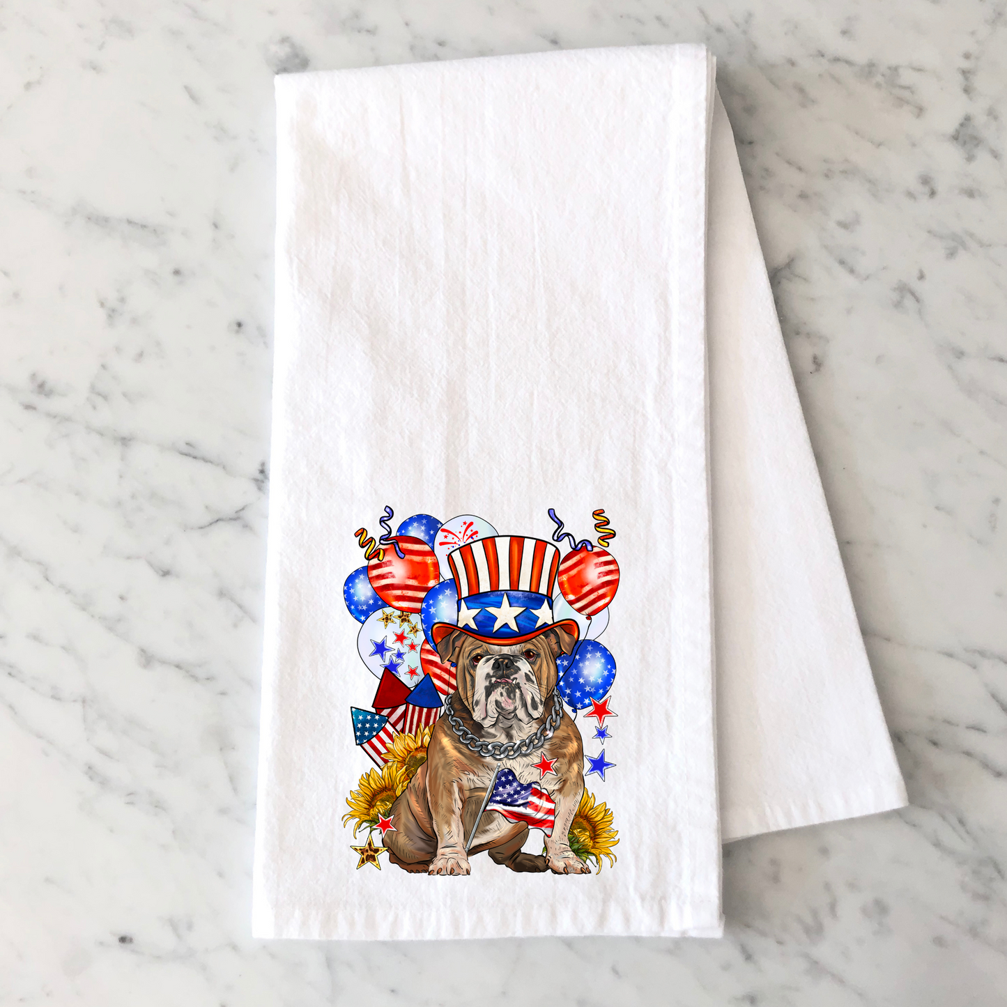 Patriotic Bulldog Kitchen Towel