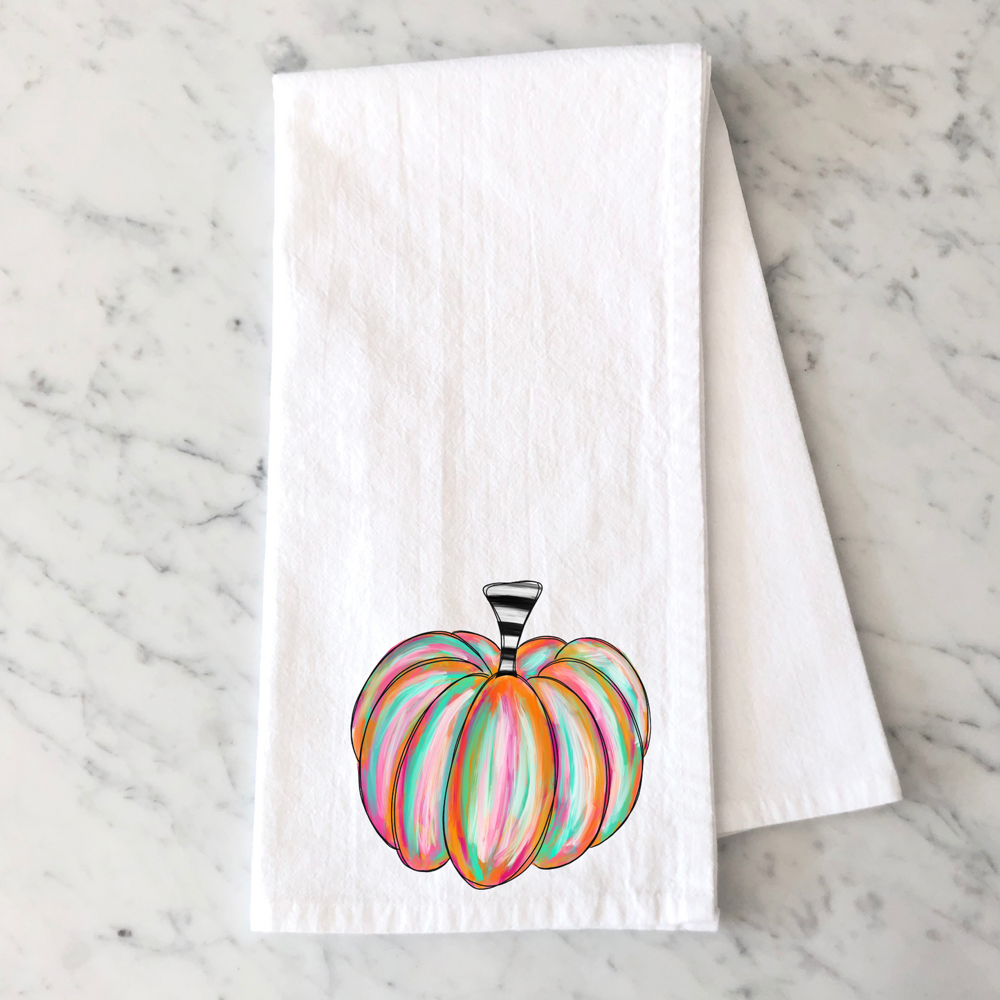 Funky Stripe Pumpkin Kitchen Towel