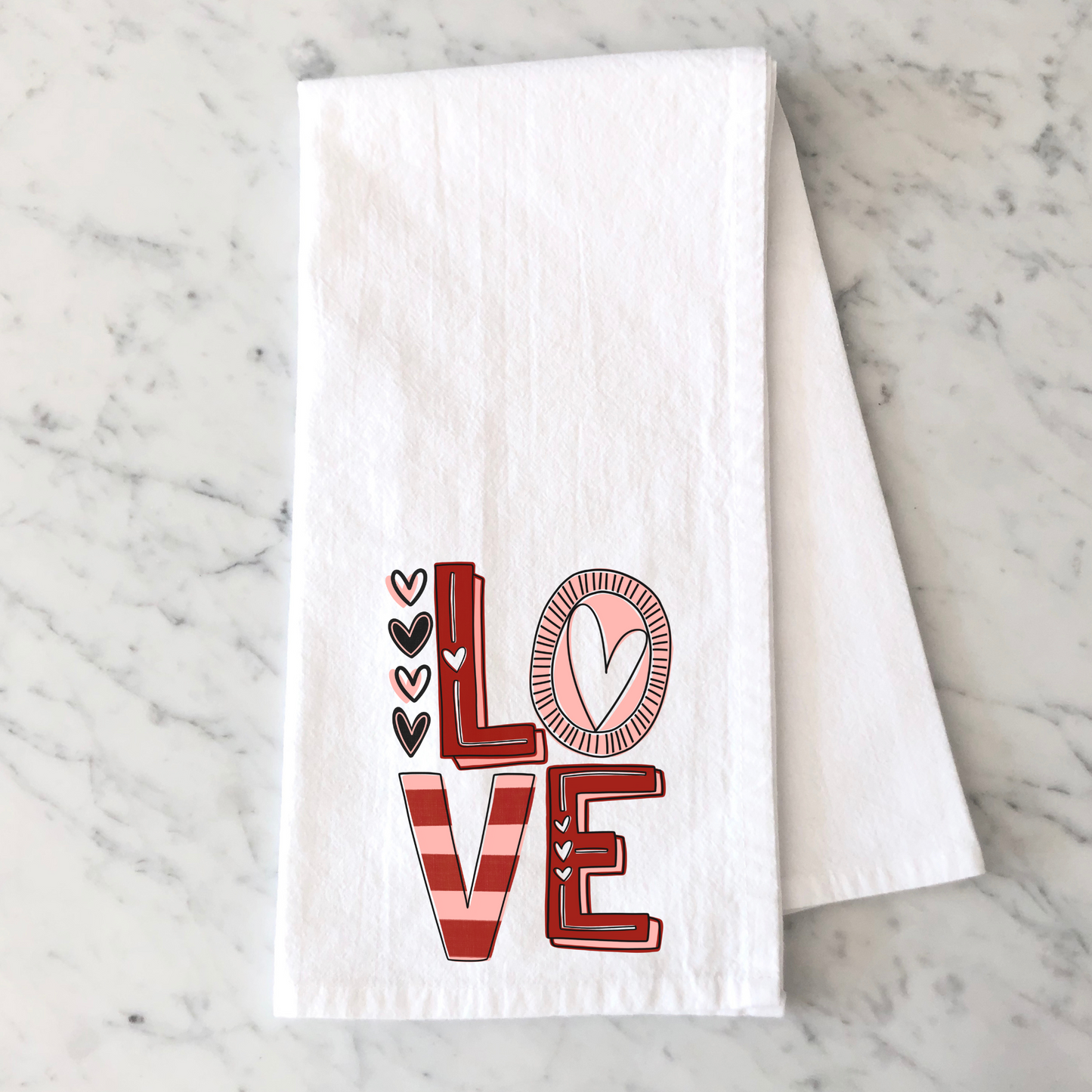 Love Striped Kitchen Towel