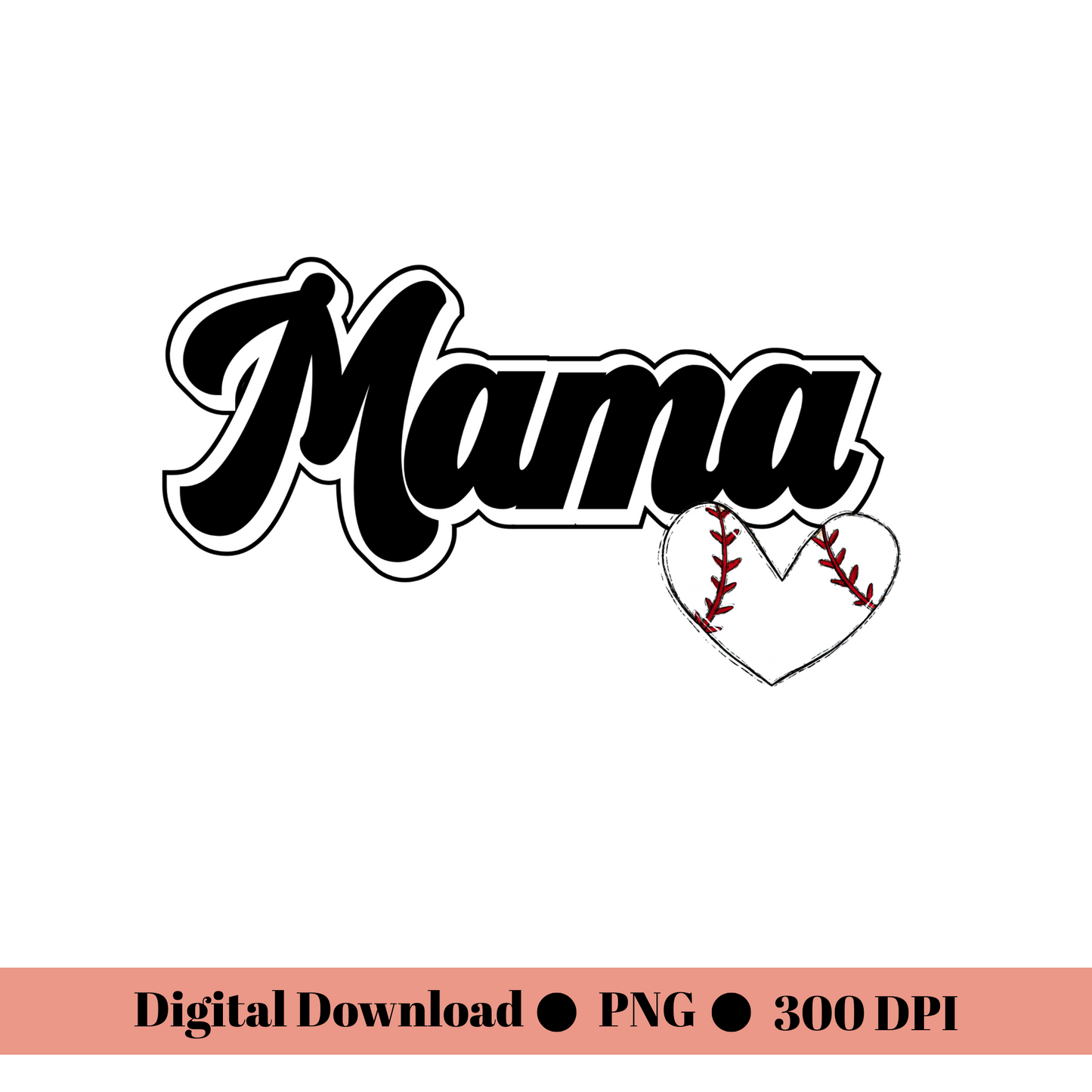 Mama Baseball Heart