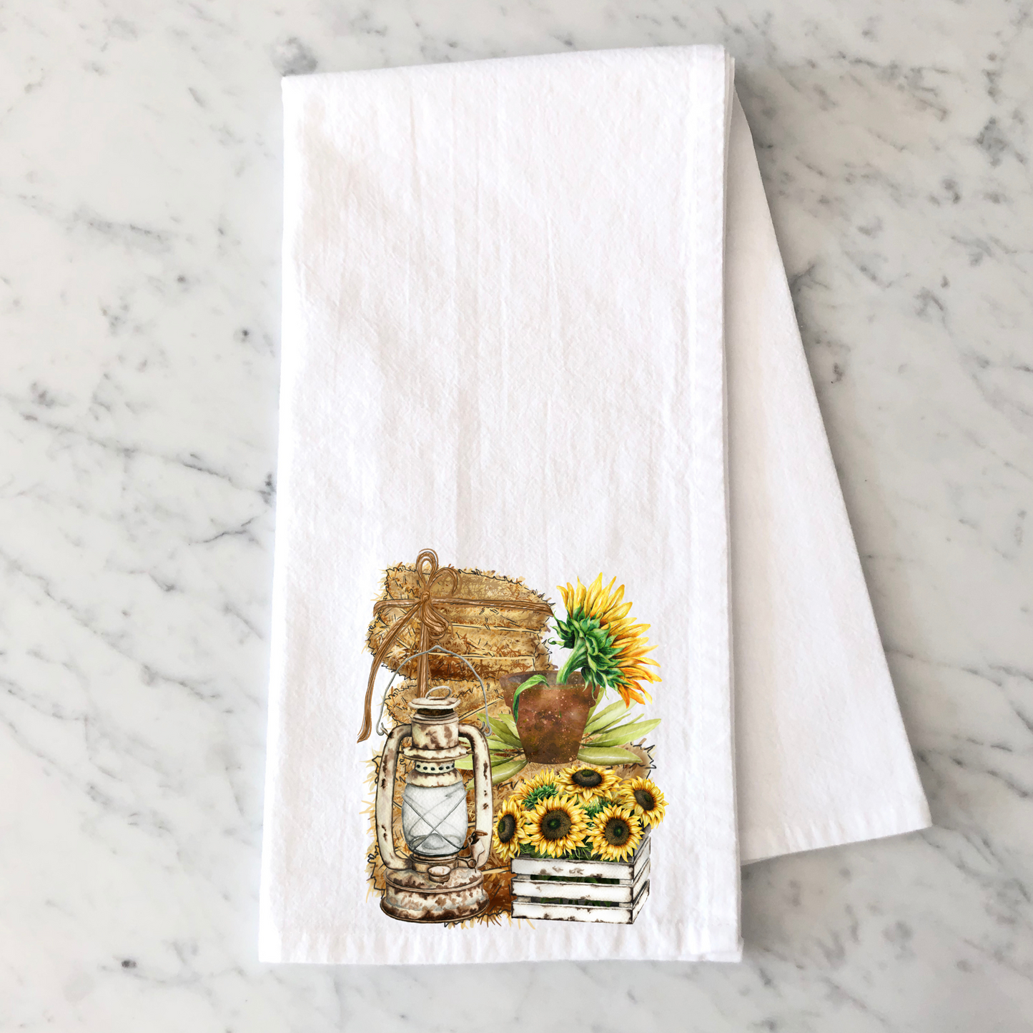 Sunflowers and Haybales Towel
