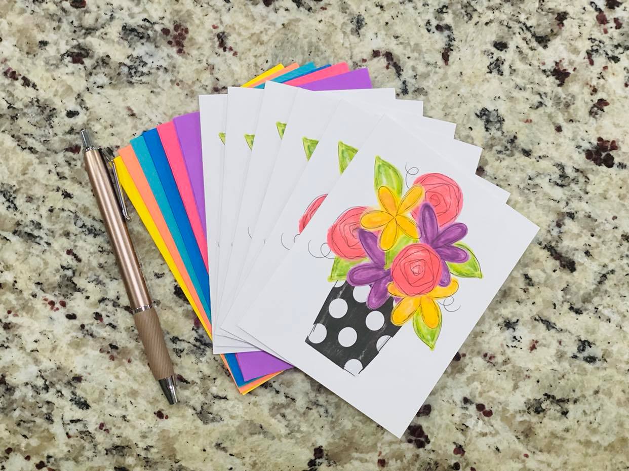 Polka Dot Vase Note Cards (set of 12)