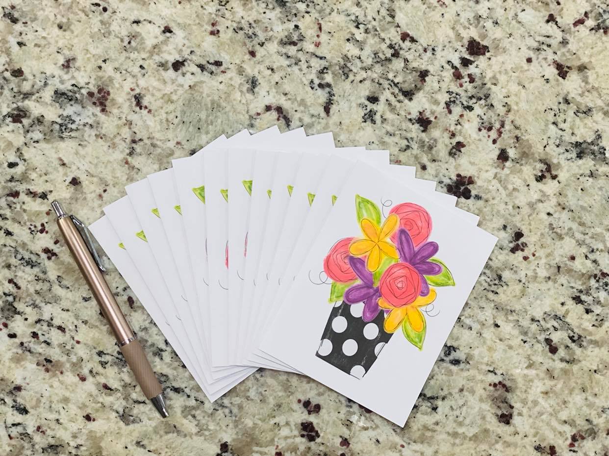 Polka Dot Vase Note Cards (set of 12)
