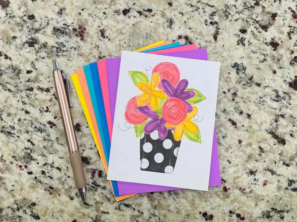 Polka Dot Vase Note Cards (set of 12)
