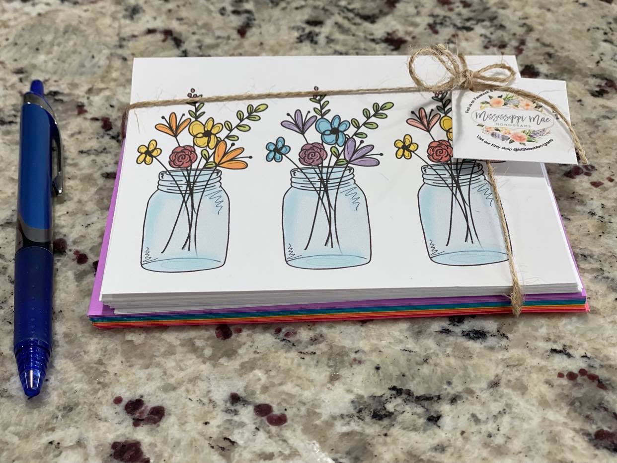 Floral Jar Trio Note Cards