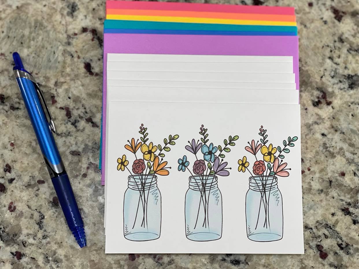 Floral Jar Trio Note Cards