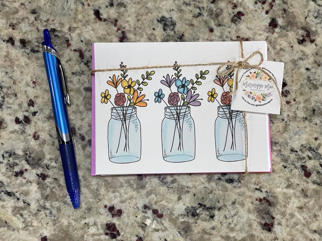 Floral Jar Trio Note Cards