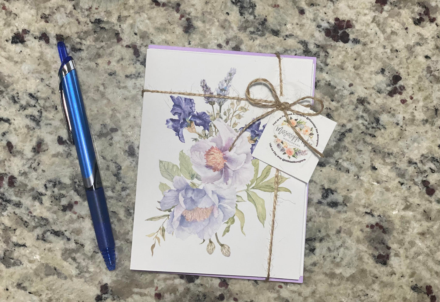 Iris and Peony Note Cards (Set of 12)