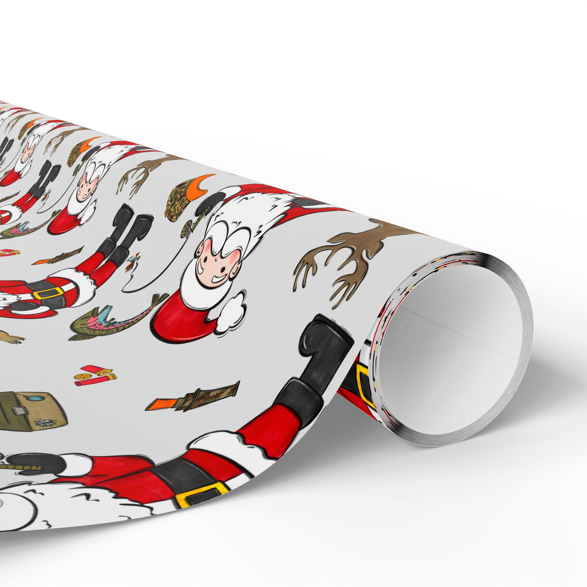 Santa Hunting and Fishing Christmas Wrapping Paper
