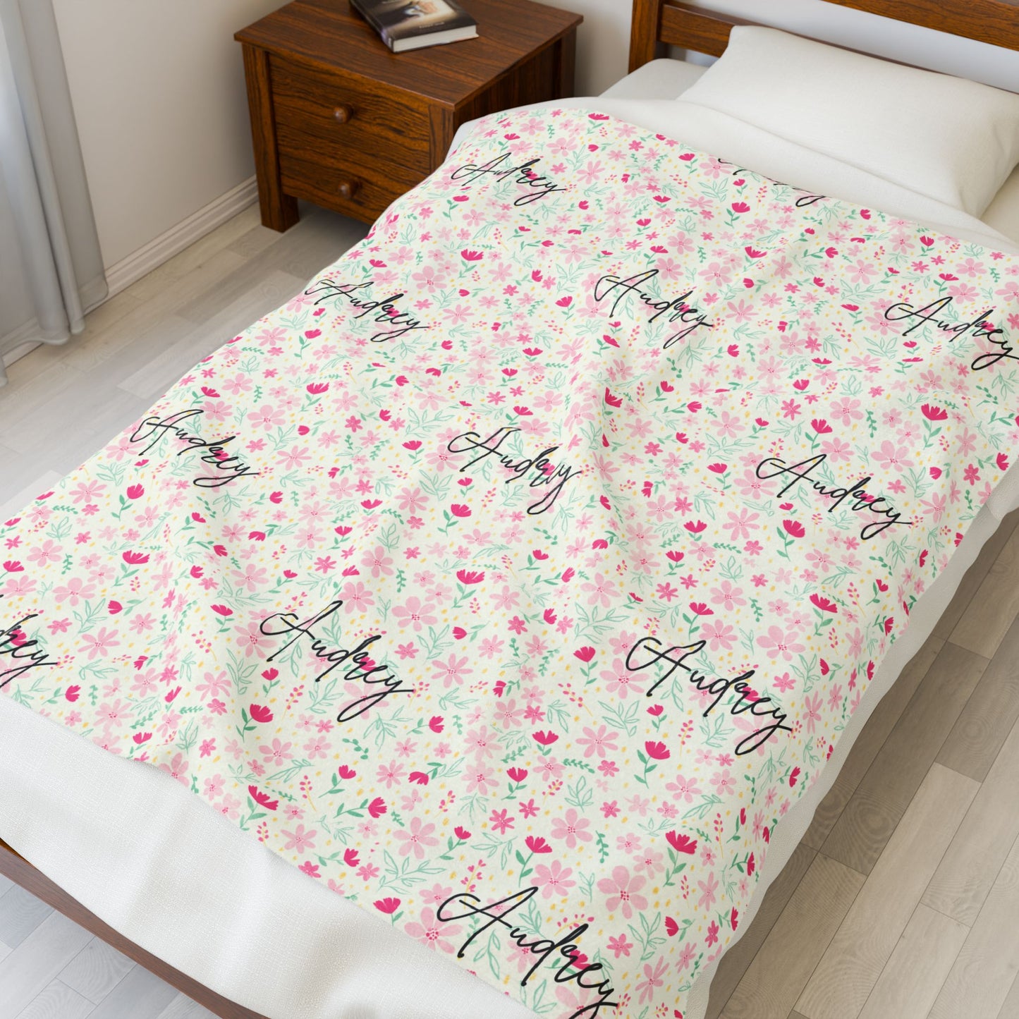 Personalized Floral Name Blanket