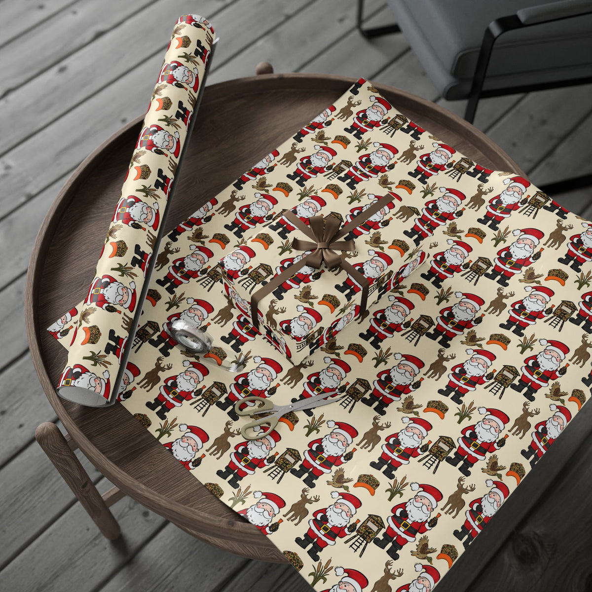 Santa Hunting Christmas Wrapping Paper