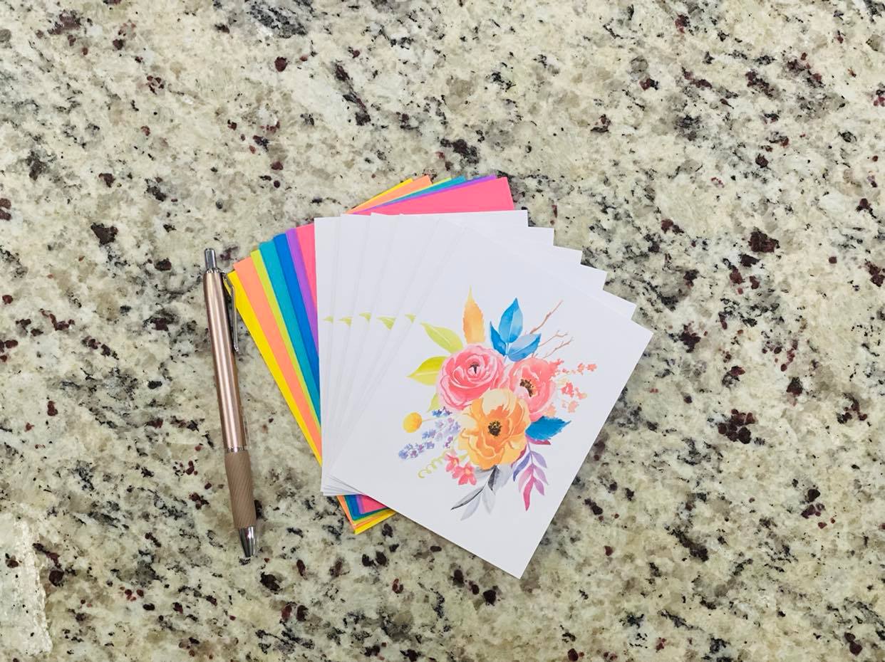 Vibrant Floral Stationery (Set of 12)