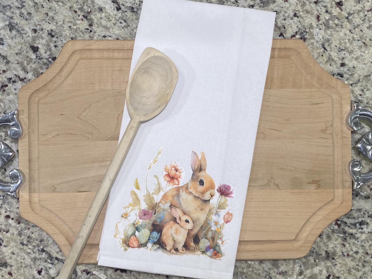 Floral Bunnies Kitchen Towel