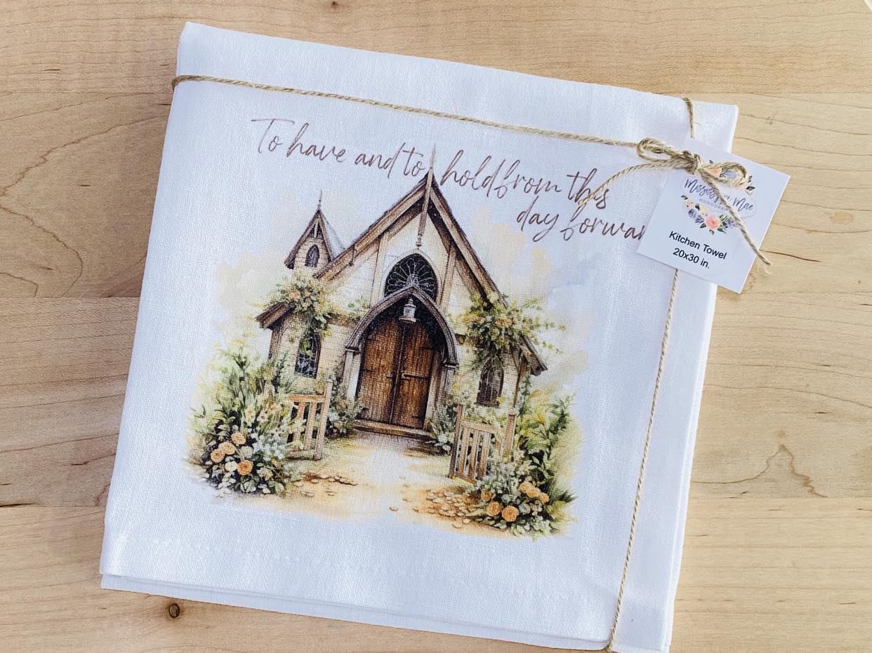 Rustic Wedding Church Kitchen Towel