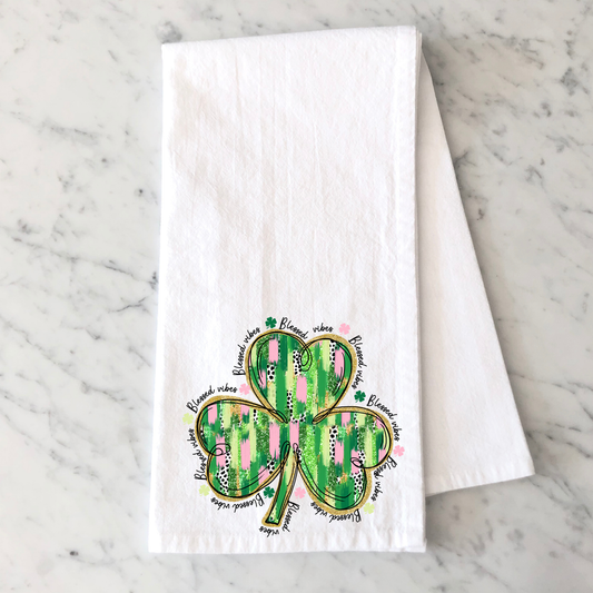 Blessed Vibes Shamrock Kitchen Towel