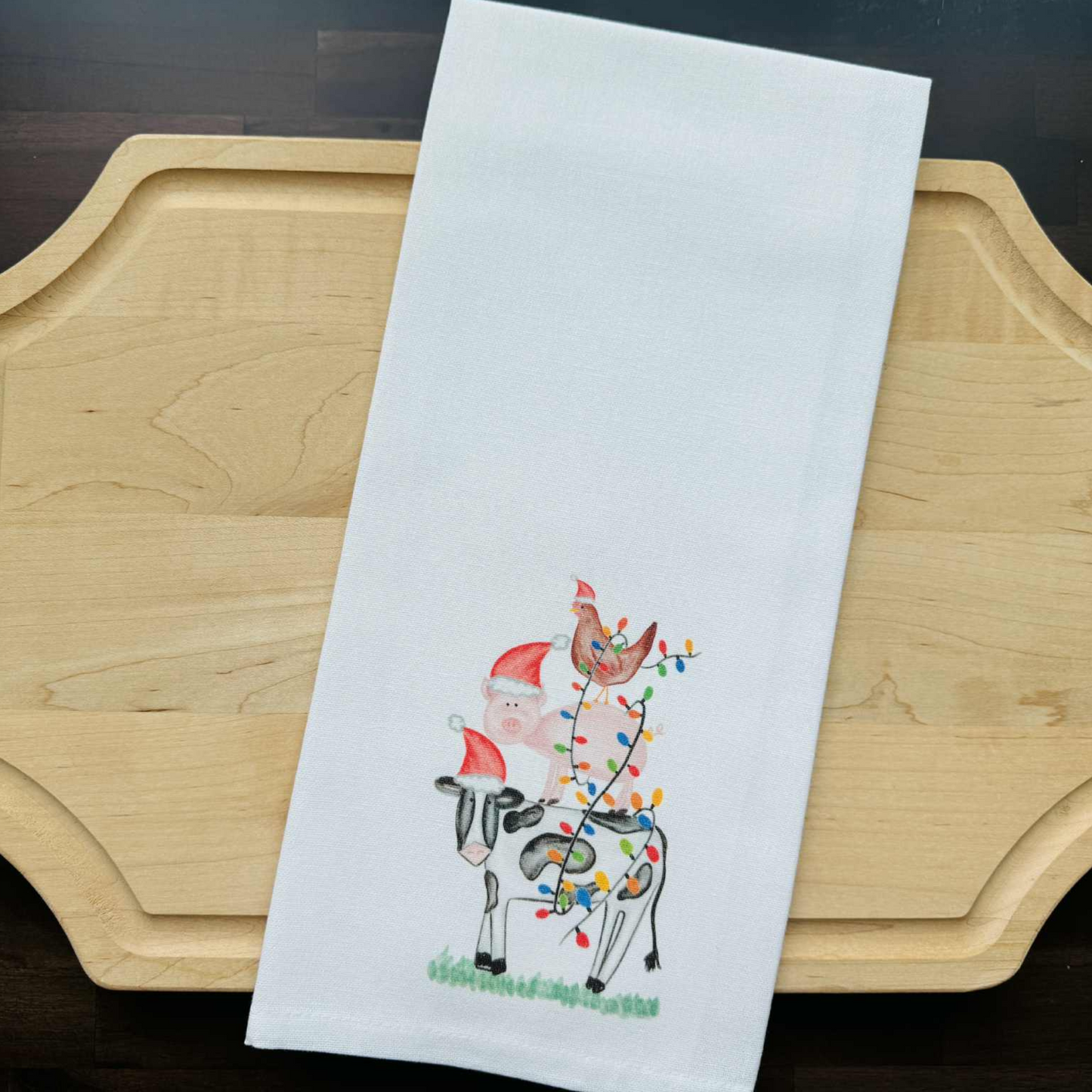 Christmas Farm Animals Kitchen Towel