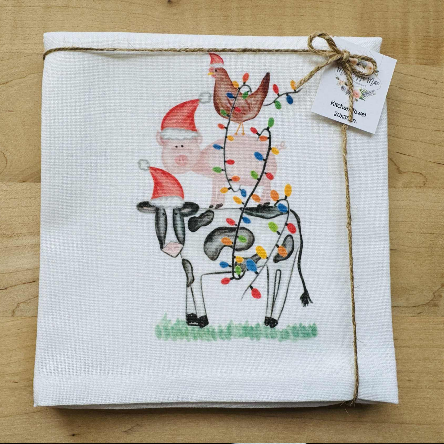 Christmas Farm Animals Kitchen Towel