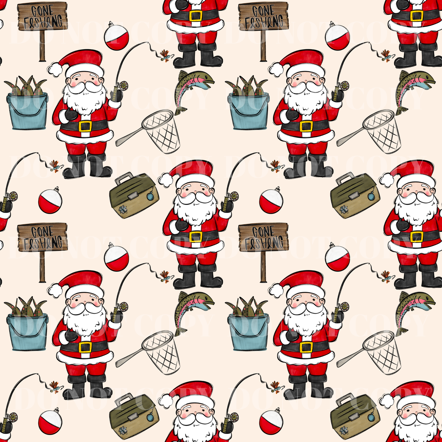 Santa Hunting & Fishing Digital Paper Bundle