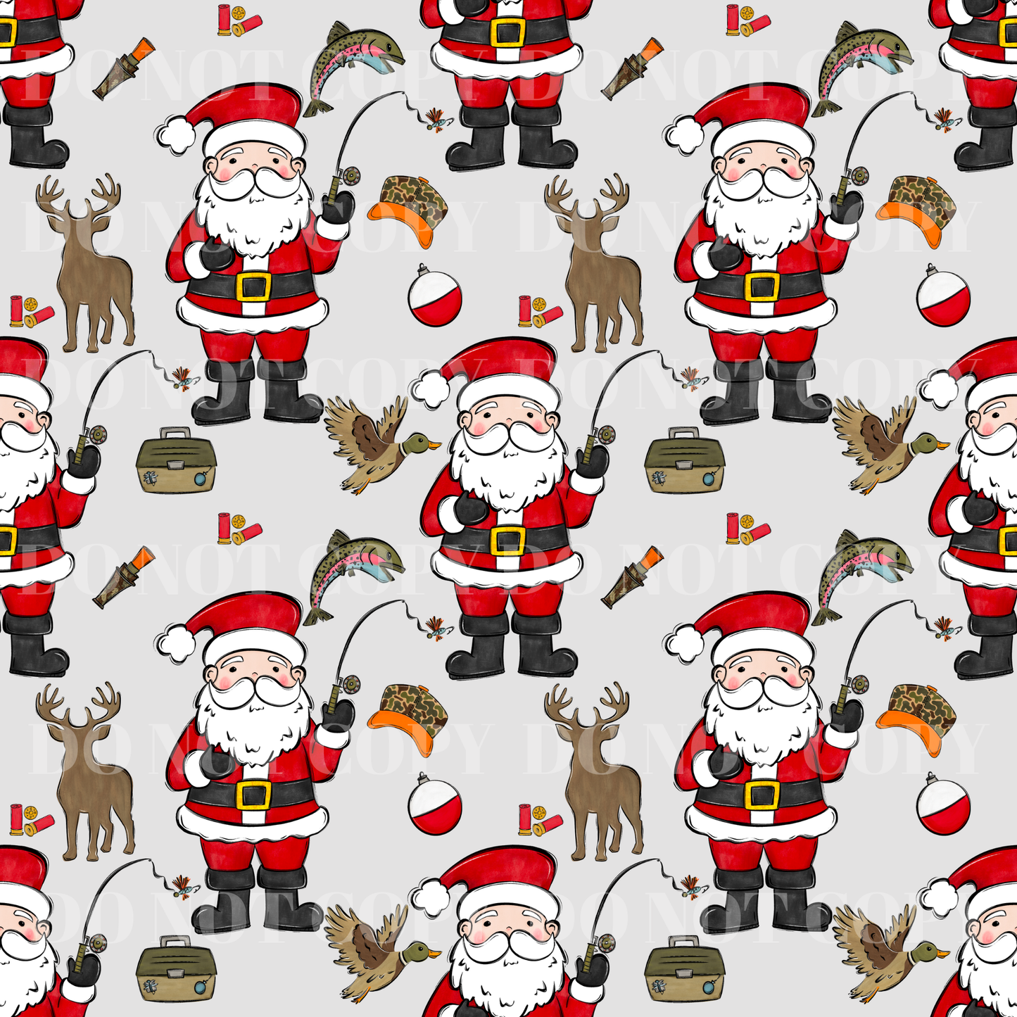 Santa Hunting & Fishing Digital Paper Bundle