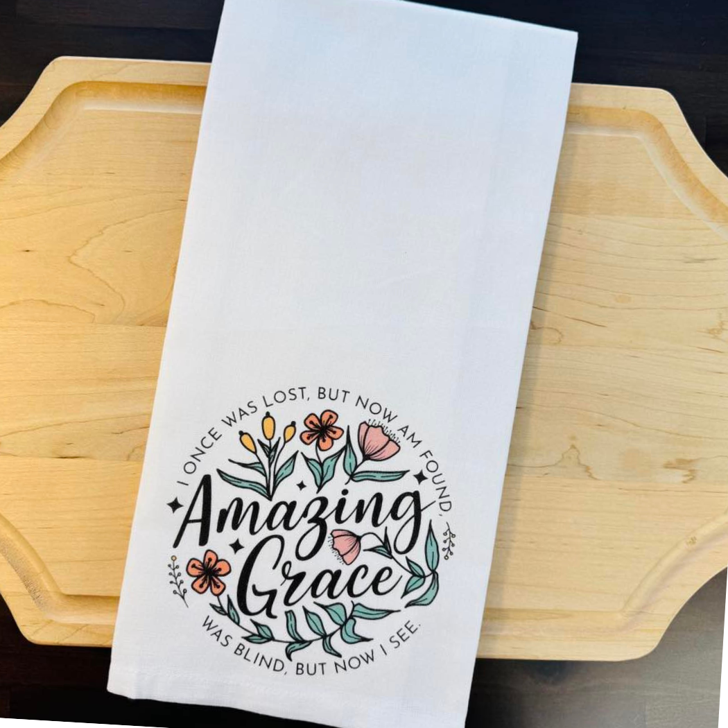 Amazing Grace Floral Kitchen Towel