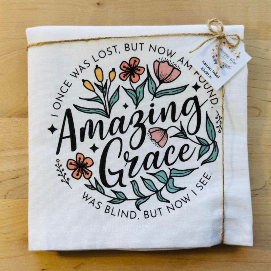 Amazing Grace Floral Kitchen Towel