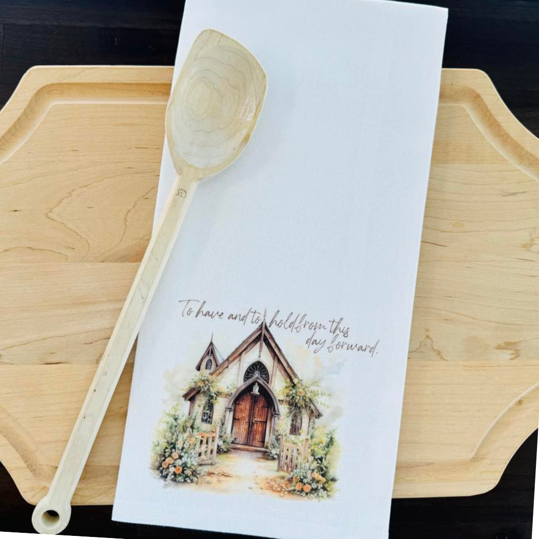 Rustic Church Wedding Kitchen Towel