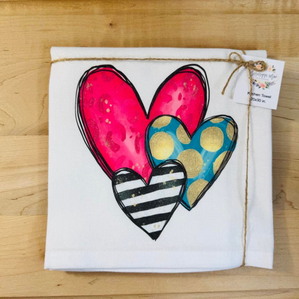 Valentine Heart Trio Kitchen Towel