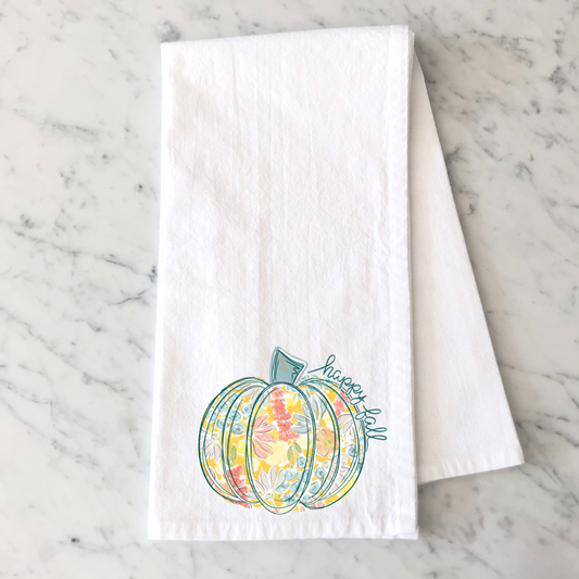 Floral Pumpkin Kitchen Towel