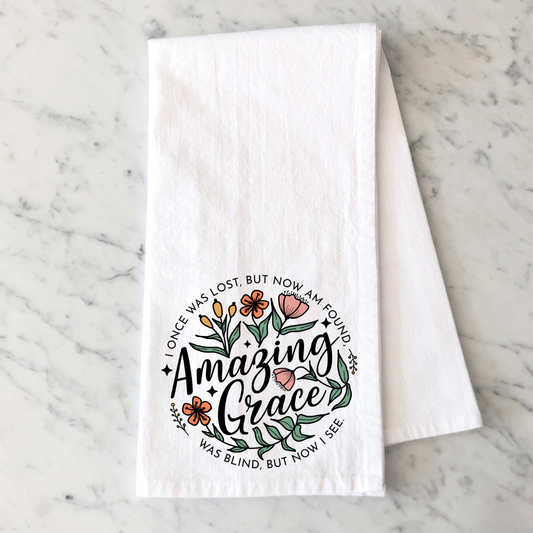 Amazing Grace Floral Kitchen Towel