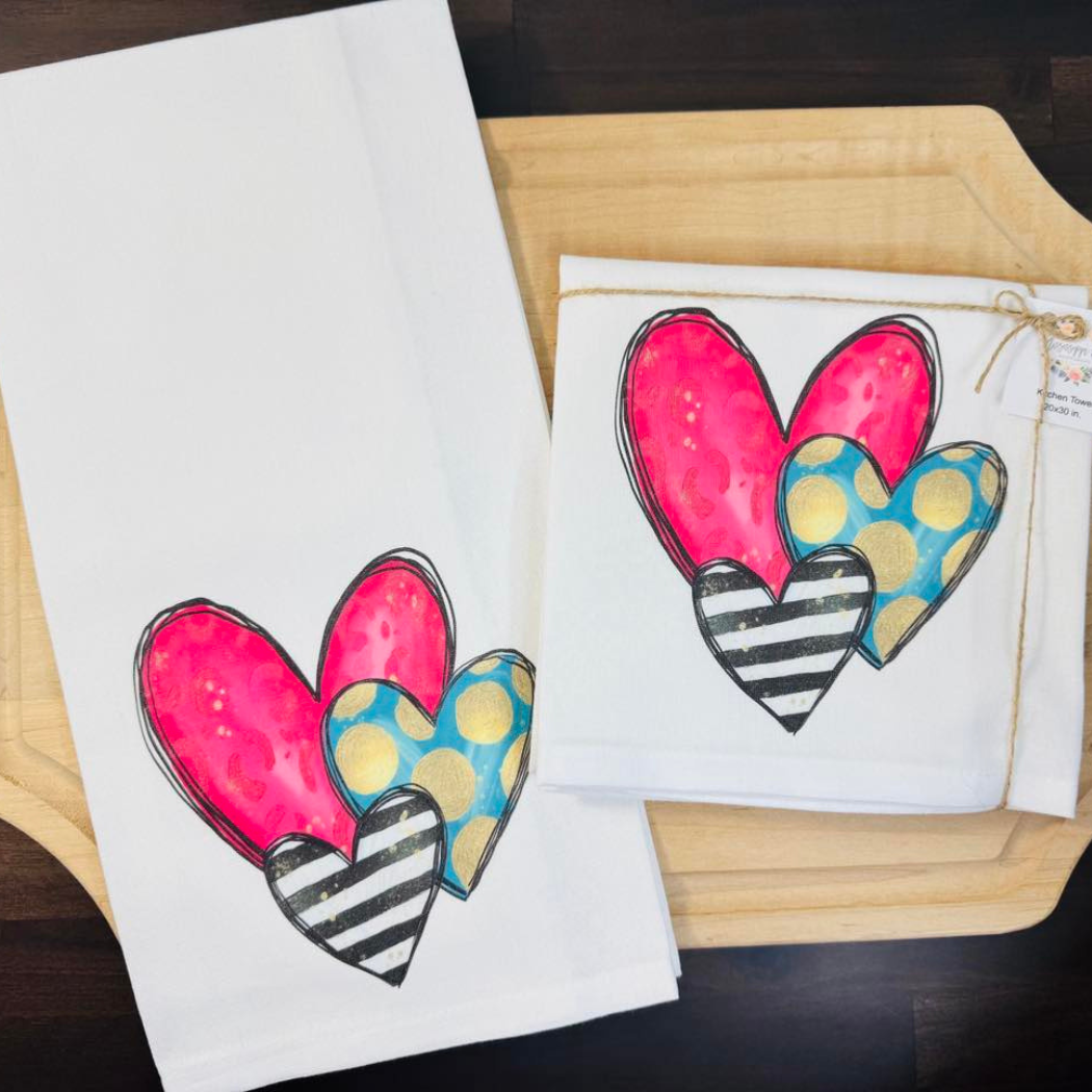Valentine Heart Trio Kitchen Towel