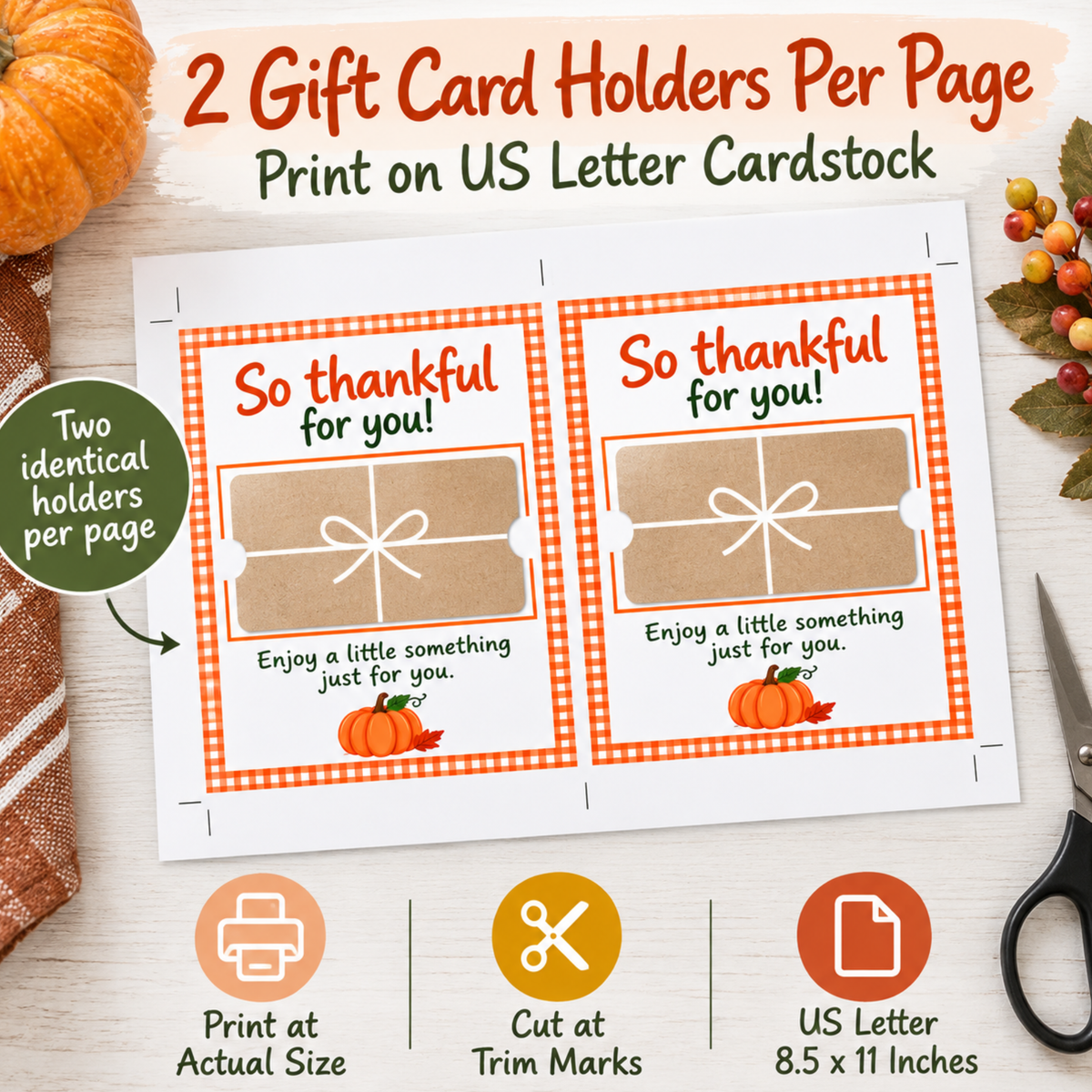 Fall Printable Gift Bundle: Treat Tags & Gift Card Holder