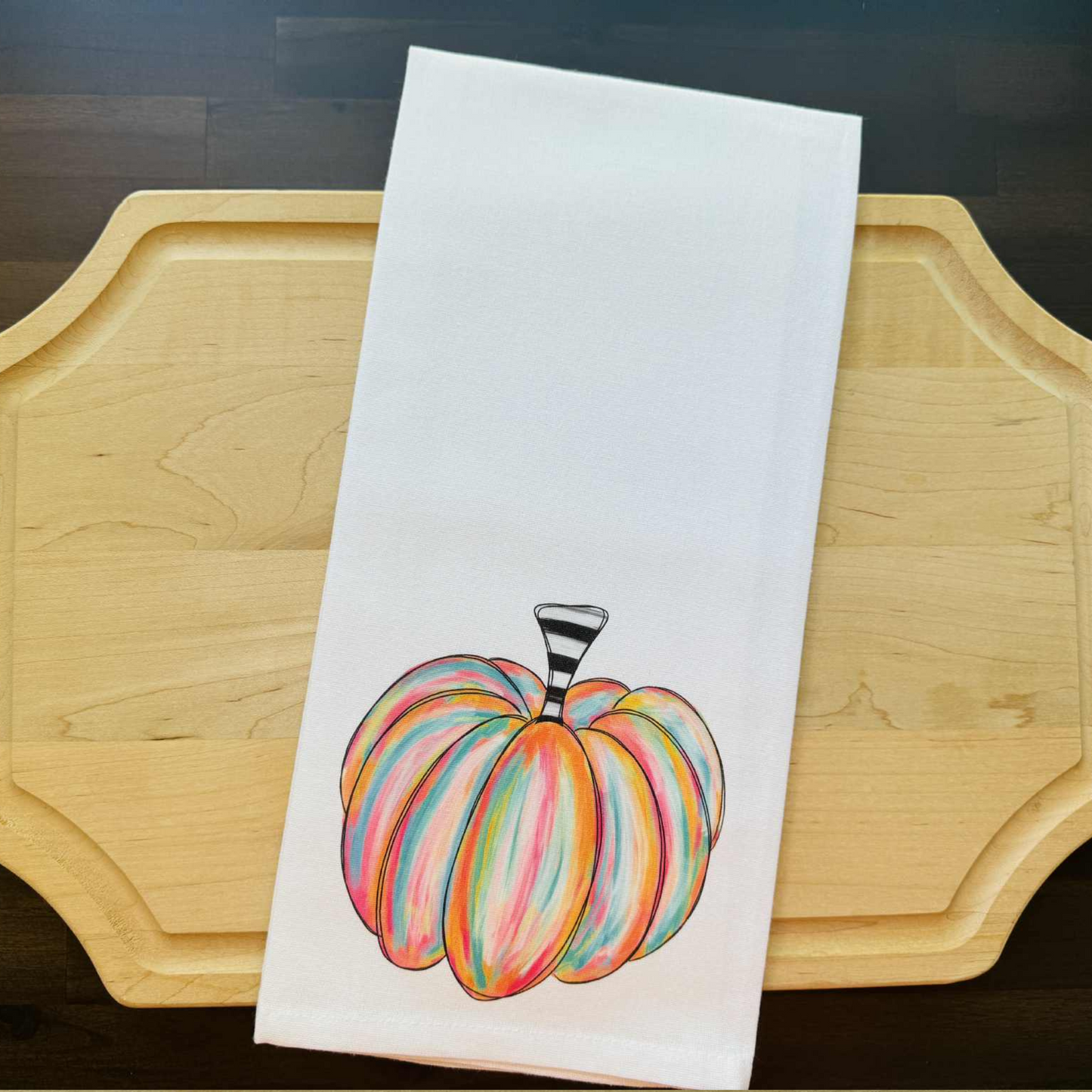 Funky Stripe Pumpkin Kitchen Towel