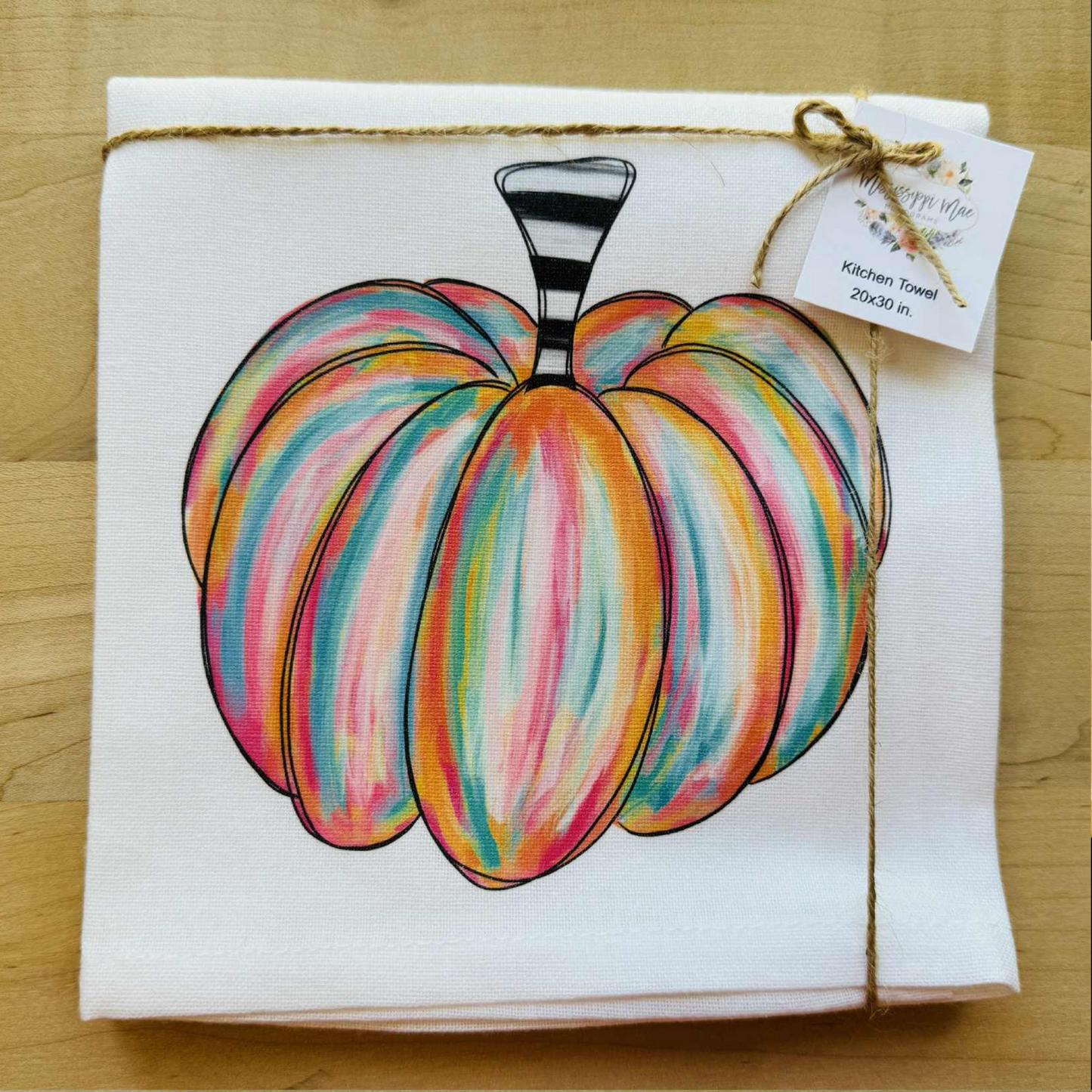 Funky Stripe Pumpkin Kitchen Towel